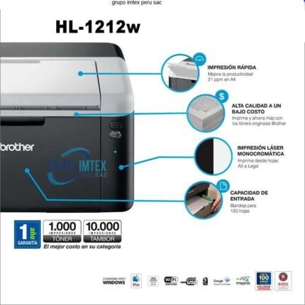 IMPRESORA LASER BROTHER HL1212W - Imagen 2
