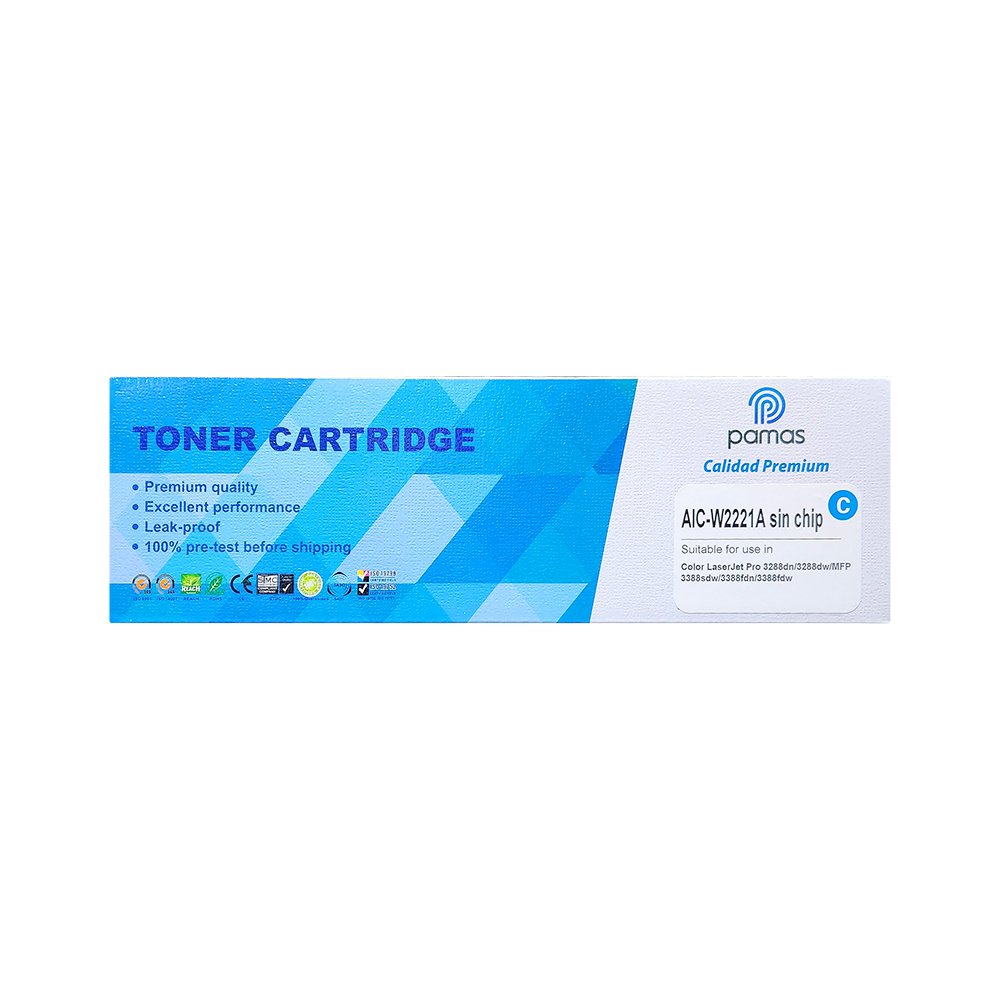 Toner Compatible Pamas Para HP 222A (W2221A) Sin Chip – Cian
